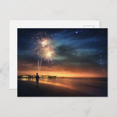 Carte Postale Fireworks de Night Sky Beach (Devant / Derrière)