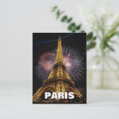 Carte Postale Fireworks Paris Eiffel Tower Cafes Postcard (Debout devant)