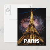 Carte Postale Fireworks Paris Eiffel Tower Cafes Postcard (Devant / Derrière)
