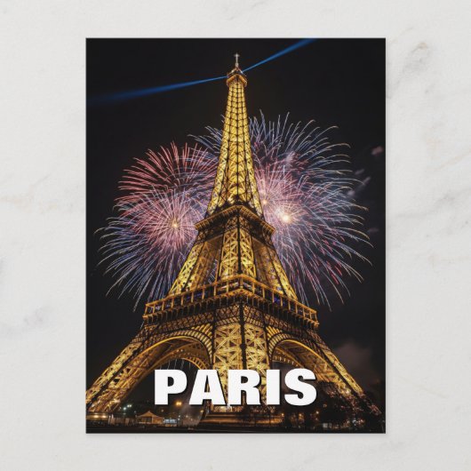 Carte Postale Fireworks Paris Eiffel Tower Cafes Postcard (Devant)