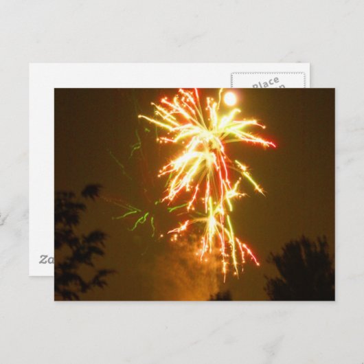 Carte Postale Fireworks sous la Pleine lune (Devant / Derrière)