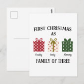 Carte Postale First Christmas as Family of Three Gift (Devant / Derrière)