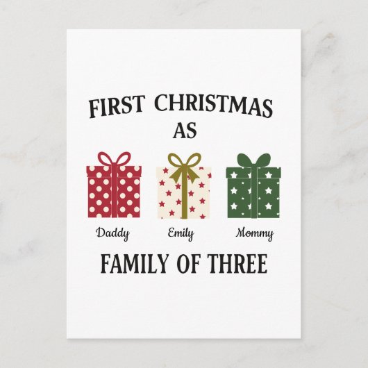 Carte Postale First Christmas as Family of Three Gift (Devant)