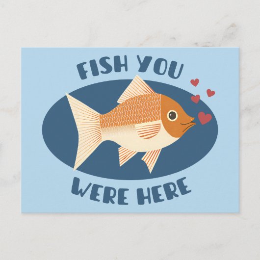Carte Postale Fish you were here - poisson romantique (Devant)