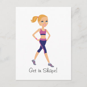 Carte postale Fitness Girl Cartoon
