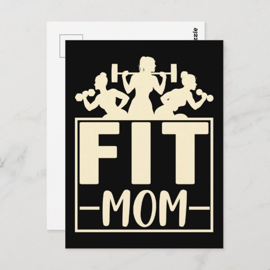 Carte Postale Fitness Mama Gym Exercice poids poids maman (Devant / Derrière)