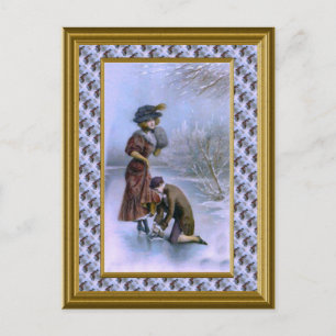 Carte Postale Fixation des patins 1920