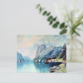 Carte Postale Fjord en Norvège, peinture d'art, (Debout devant)