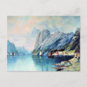 Carte Postale Fjord en Norvège, peinture d'art, (Devant)