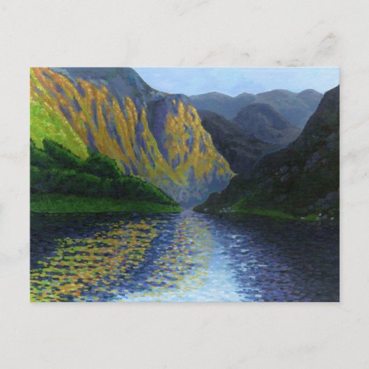 Carte Postale Fjord norvégien approchant du coucher du soleil (Devant)