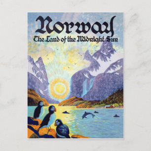 Carte Postale fjords de Norvège, le pays du soleil de minuit