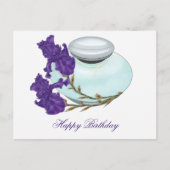 Carte Postale Flacon de parfum avec fleurs d'iris Joyeux Anniver (Devant)