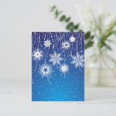 Carte Postale Flacons de neige étincelants sur le bleu (Debout devant)