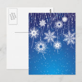 Carte Postale Flacons de neige étincelants sur le bleu (Devant / Derrière)