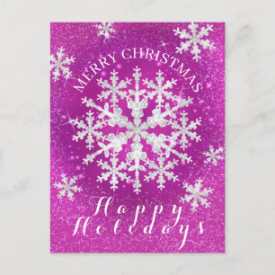 Carte Postale Flacons de neige Magenta Blanc