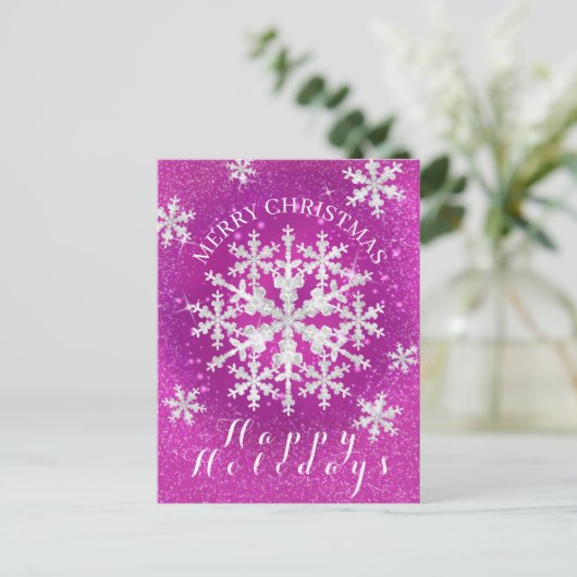 Carte Postale Flacons de neige Magenta Blanc (Debout devant)