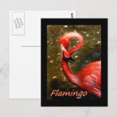 Carte Postale Flamant avec un texte rose "flamant" (Devant / Derrière)