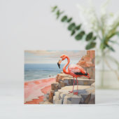 Carte Postale flamant cubiste (Debout devant)