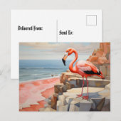 Carte Postale flamant cubiste (Devant / Derrière)