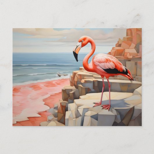 Carte Postale flamant cubiste (Devant)