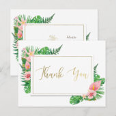 Carte Postale Flamant du Paradis Tropical Laisse Or Merci (Devant / Derrière)