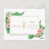 Carte Postale Flamant du Paradis Tropical Laisse Or Merci (Dos)