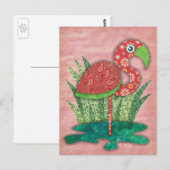 Carte postale Flamant rose (Devant / Derrière)