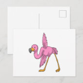 Carte Postale Flamant rose à l'exercice de yoga étirement (Devant / Derrière)