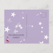 Carte Postale Flamant rose à Santa Hat & Sunglass Purple Noël (Dos)