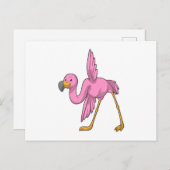 Carte Postale Flamant rose à Yoga Exercice d'étirement (Devant / Derrière)