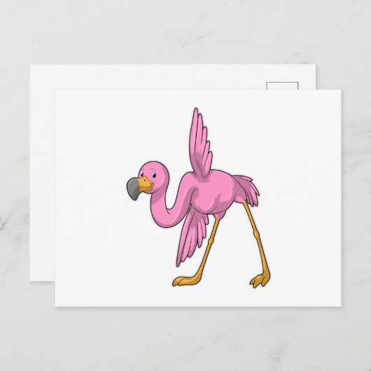 Carte Postale Flamant rose à Yoga Exercice d'étirement (Devant / Derrière)