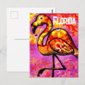Carte Postale Flamant rose Abstrait Whimsical rose Orange Floral (Devant / Derrière)