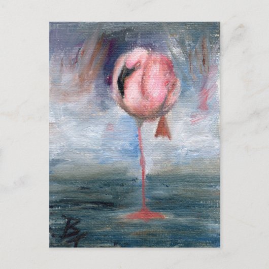 Carte postale Flamant rose ACEO (Devant)