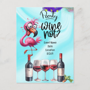 Carte Postale Flamant rose Amateur de vin fête d'anniversaire