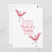 Carte Postale Flamant rose Beach Mariage Oiseaux d'une plume (Devant / Derrière)
