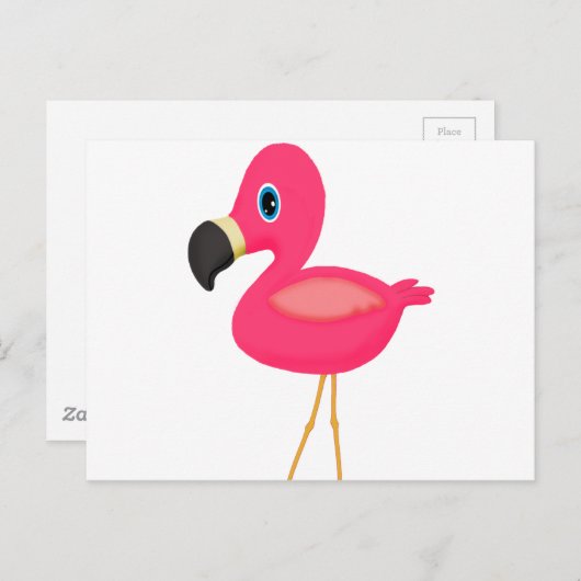 Carte Postale Flamant rose bébé (Devant / Derrière)
