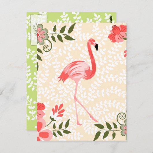 Carte Postale Flamant rose Bird (Devant / Derrière)