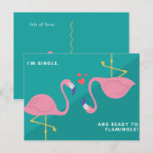 Carte Postale Flamant Rose Bleu Vert Drôle (Devant / Derrière)