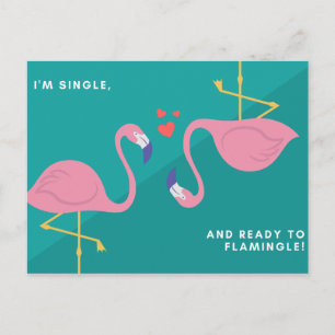 Carte Postale Flamant Rose Bleu Vert Drôle