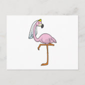 Carte Postale Flamant rose comme Mariée au Mariage avec Voile (Devant)