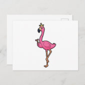 Carte Postale Flamant rose comme roi avec couronne et bâton (Devant / Derrière)