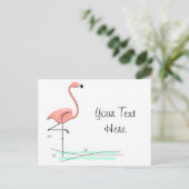 Carte postale Flamant rose côté océan (Debout devant)