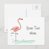 Carte postale Flamant rose côté océan (Devant / Derrière)