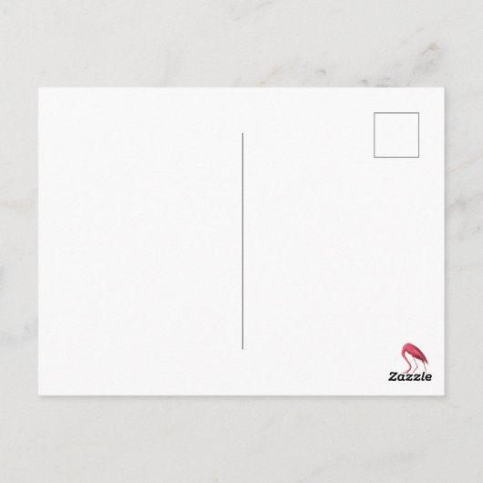 Carte Postale Flamant rose dans la neige avec l'espace Noël biza (Dos)