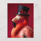 Carte Postale Flamant rose dans un chapeau supérieur (Devant)