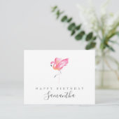 Carte Postale Flamant rose d'aquarelle Salutation d'anniversaire (Debout devant)
