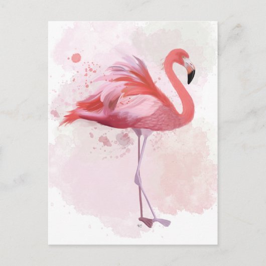 Carte Postale Flamant rose de bouffée (Devant)