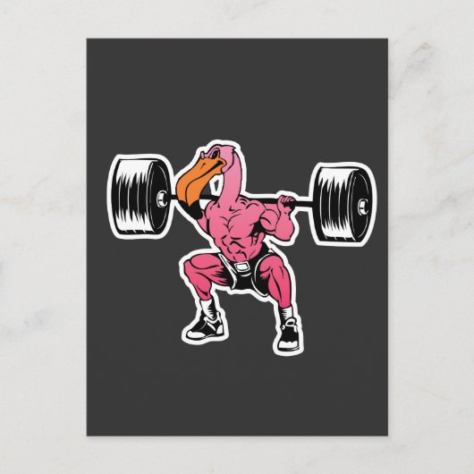 Carte Postale Flamant rose de fitness Poids Bodybuilder Muscle (Devant)