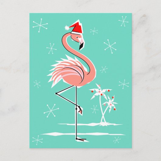 Carte postale Flamant rose de Noël (Devant)