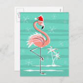 Carte postale Flamant rose de Noël (Devant / Derrière)